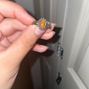Elegant Silver and Orange Women's Ring